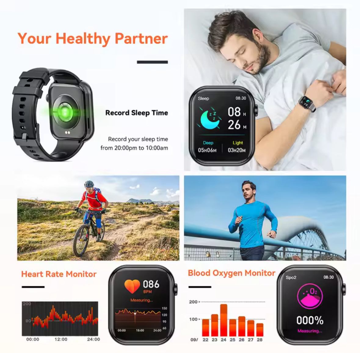 Smartwatch Bluetooth High-Definition Screen, Sport Watch